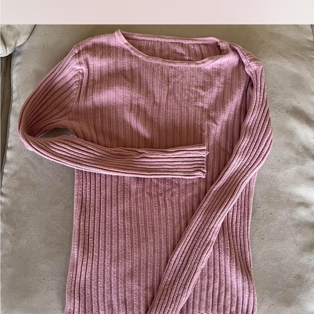 Pink Ribbed Women's Sweater